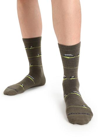 Men's Icebreaker Merino Lifestyle Ultralight Crew Backcountry Camp Socks Loden / Royal Navy | CA 1939SGLO